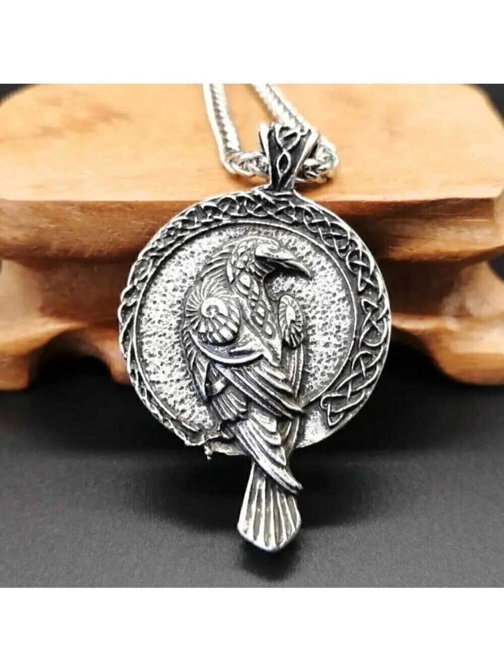 Large Raven Norse Reversible Two Sided Horns of Odin Necklace / Pendant #1340